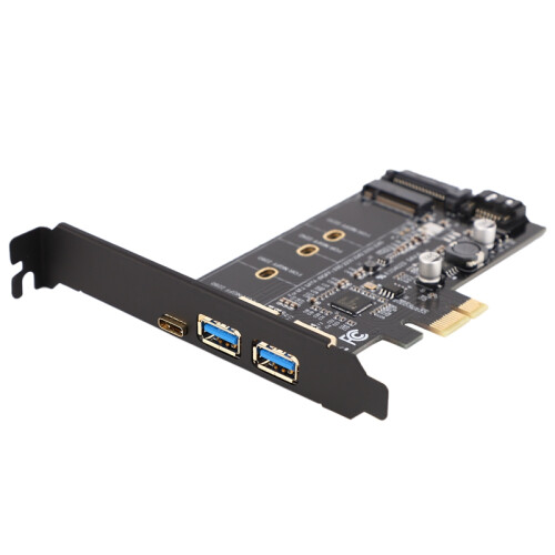 Dual USB3.0 & Type-C M.2 PCIe Adapter M2 SSD SATA B Key to PCI-E 2
