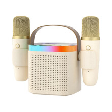 Máquina de Karaokê Sem Fio com Alto-Falante Bluetooth, Microfone e Luzes LED Bluetooth DomÃstico,A