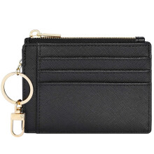Sodsay Card Case Slank frontlomme pung til kvinder Kreditkortholder med n?glering (CH Sort)