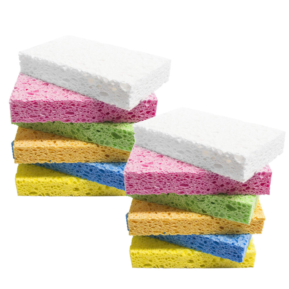 Scrub Sponge Heavy Duty Color Cellulose Sponge Reinigt Hardnekkige Vlekken Zonder Krassen (12 Stuks)-image