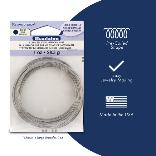 Beadalon Remembrance Rustfrit st?l Memory Wire Rund Ring Bright 1 oz Ca. 195 spoler 1