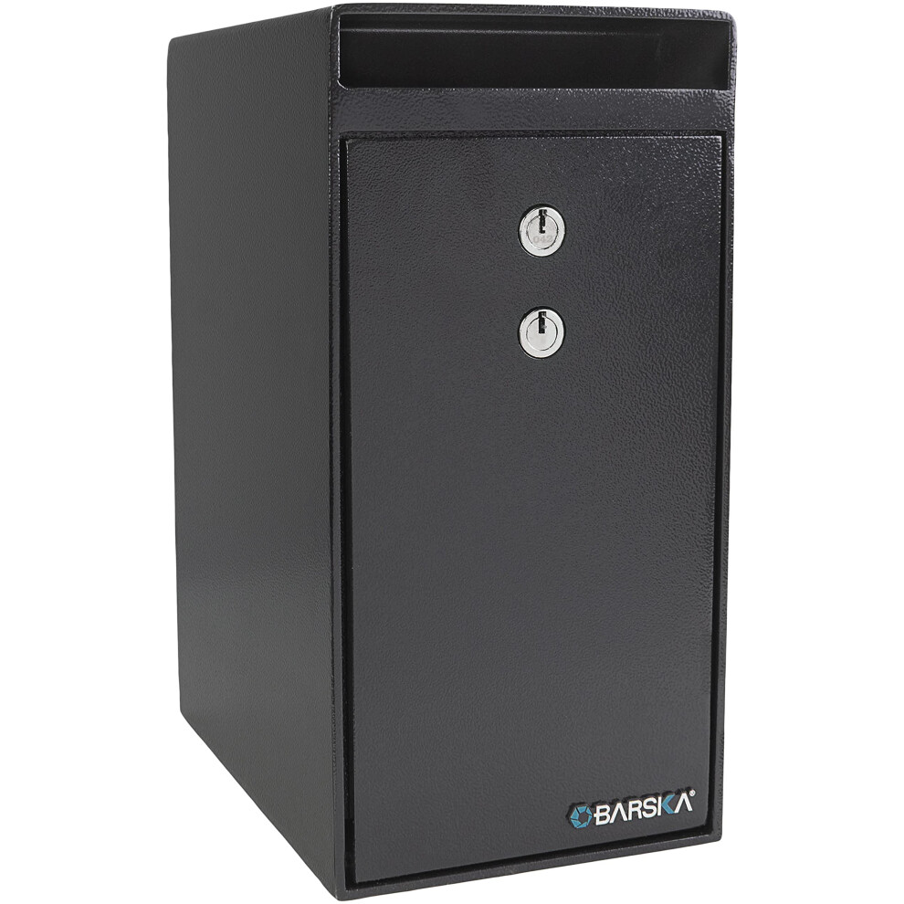 Barska AX13558 Dual Key Depository Safe 0.27 Cu Ft with Drop Slot and Quick Release Bolt  Black