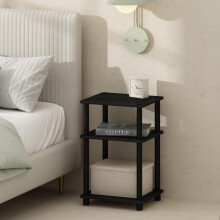 Furinno Just Comodino con contenitore aperto a 3 livelli Turn-N-Tube, confezione da 2, pali in plastica, colore Americano/Nero