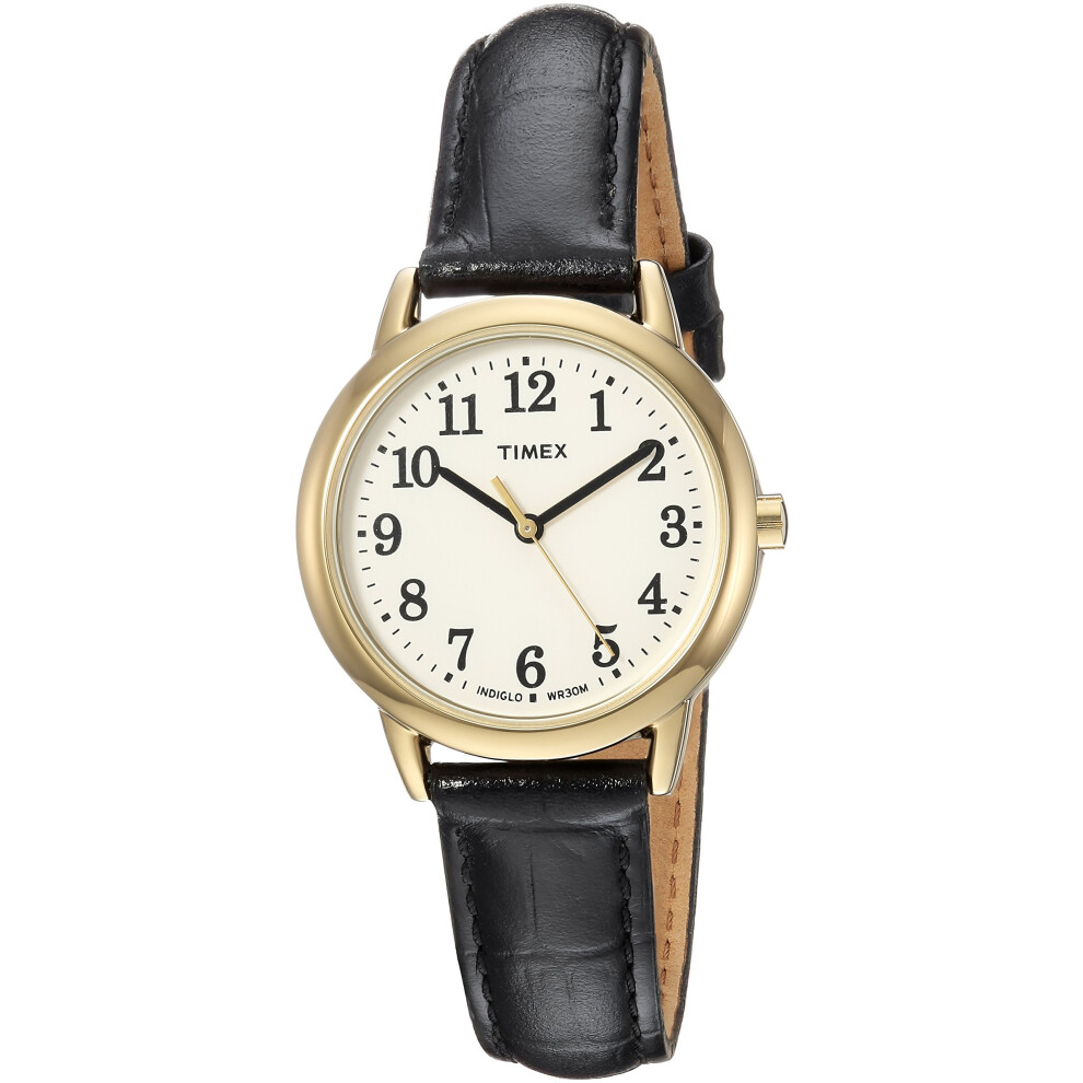 Timex Women's Easy Reader 30mm Watch - Gold-Tone Case Cream Dial with Black Croco Leather Strap