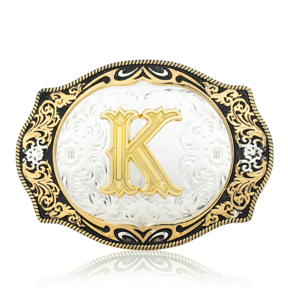 Hebilla De Cintur N Estilo Western Vintage Qqa Con Letras Iniciales De La A A La Z Para Hombre Y Mujer-image