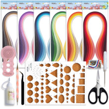 S   pravy na quilling z papiera JUYA s 30 farbami, 600 pr      kami a 8 n   strojmi (      rka: 3 mm s ru   ov   mi lepiacimi n   strojmi)