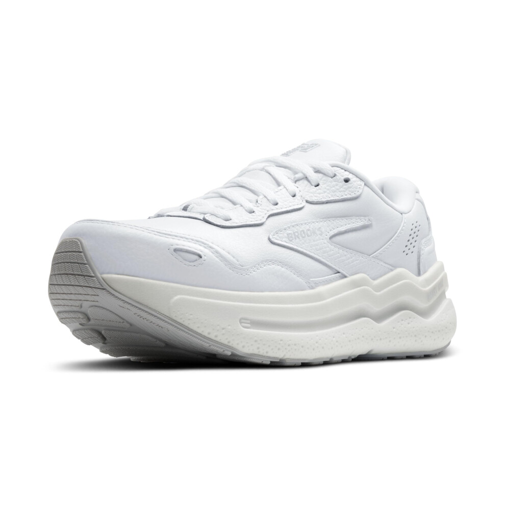 Brooks Womens Ghost Max Suede/Leather Neutral Running & Walking Shoe - White/White - 9.5 Medium