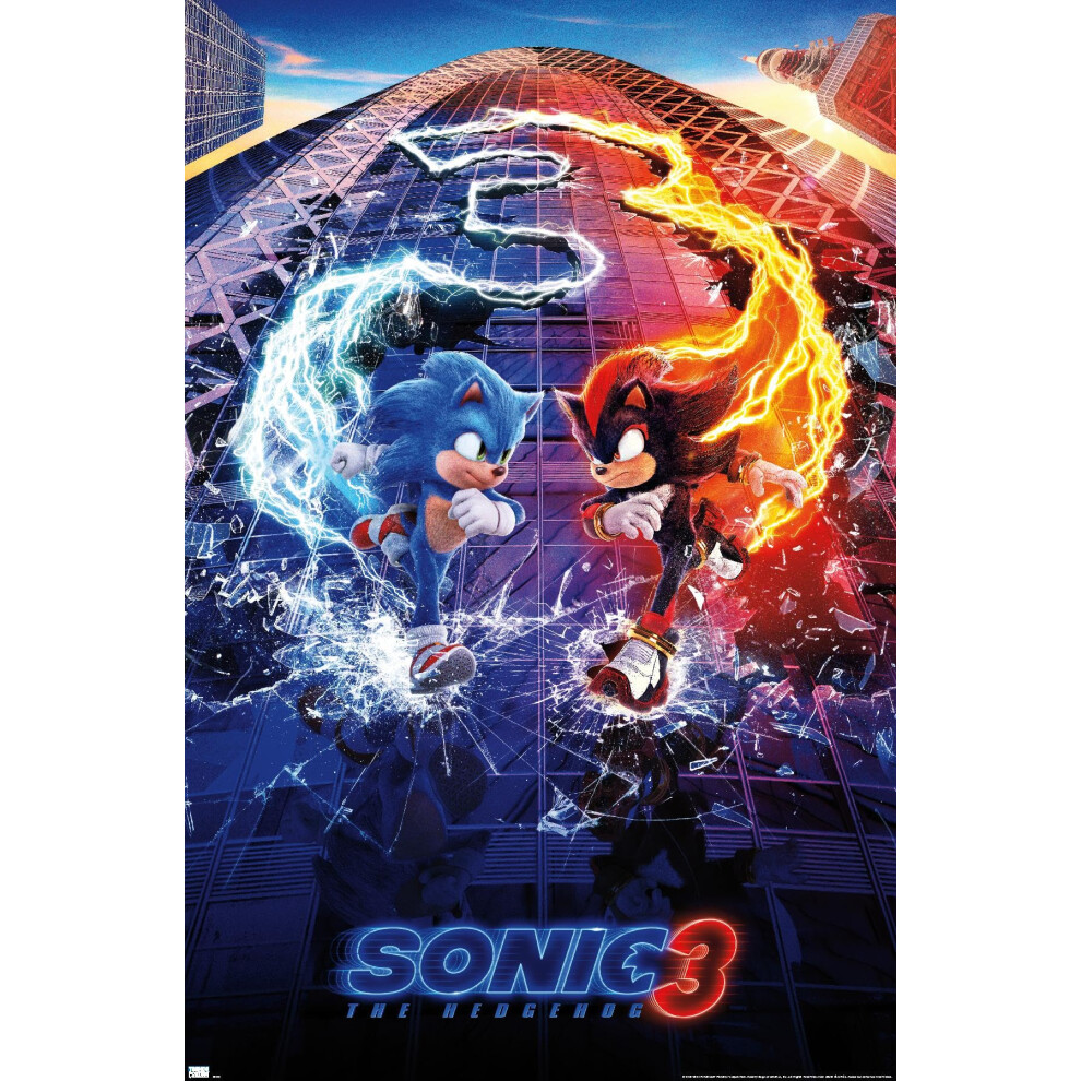 Trends International Sonic The Hedgehog 3 - Affiche murale une feuille 34L x 22,4W Version sans cadre