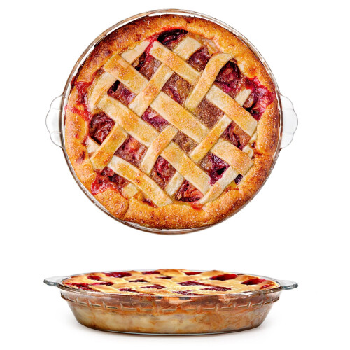 Piechest Rounded Glass ZYER Glass Pie Plate Round Glass Pie Pan for Baking Pie Baking Pan 47oz ...