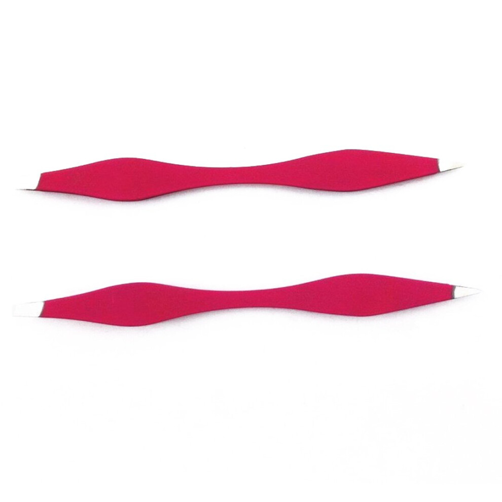 Yueton 2Pcs Double End Precision Pointed And Slant Tip Tweezers Set For Eyebrow And Ingrown Hair