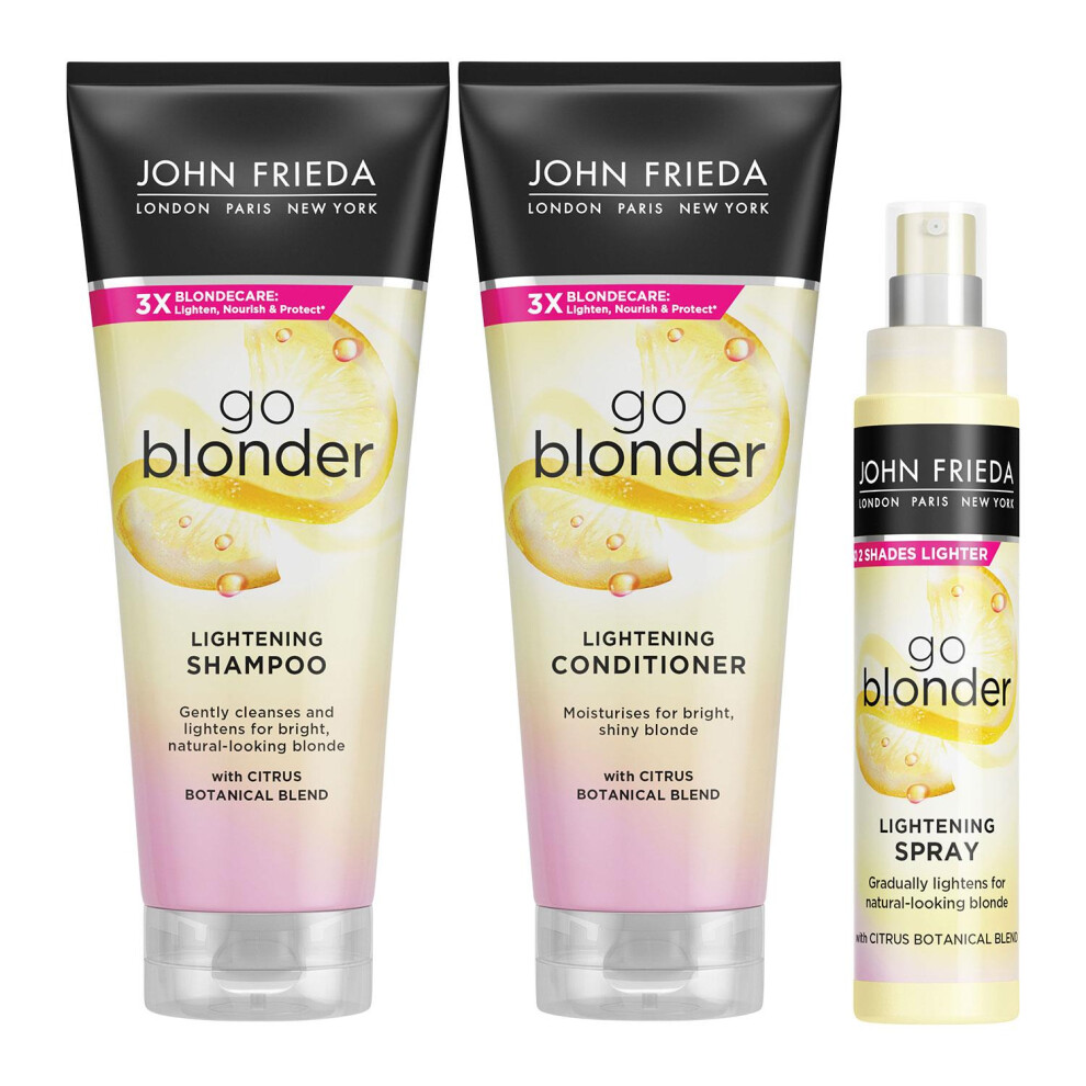 John Frieda Go Blonder Lightening Bundle Shampoo, Conditioner 250ml & Spray100ml