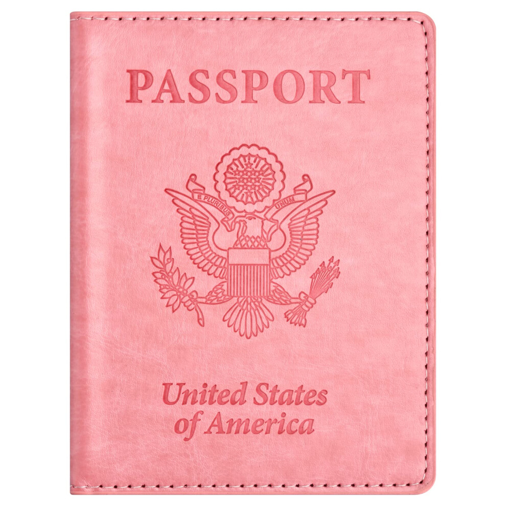 Eoehro Passport and Vaccine Card Holder  Faux Leather  AI-pink  Compact  Lightweight  Waterproof-image-OPC-PGG7VRZ-NEW