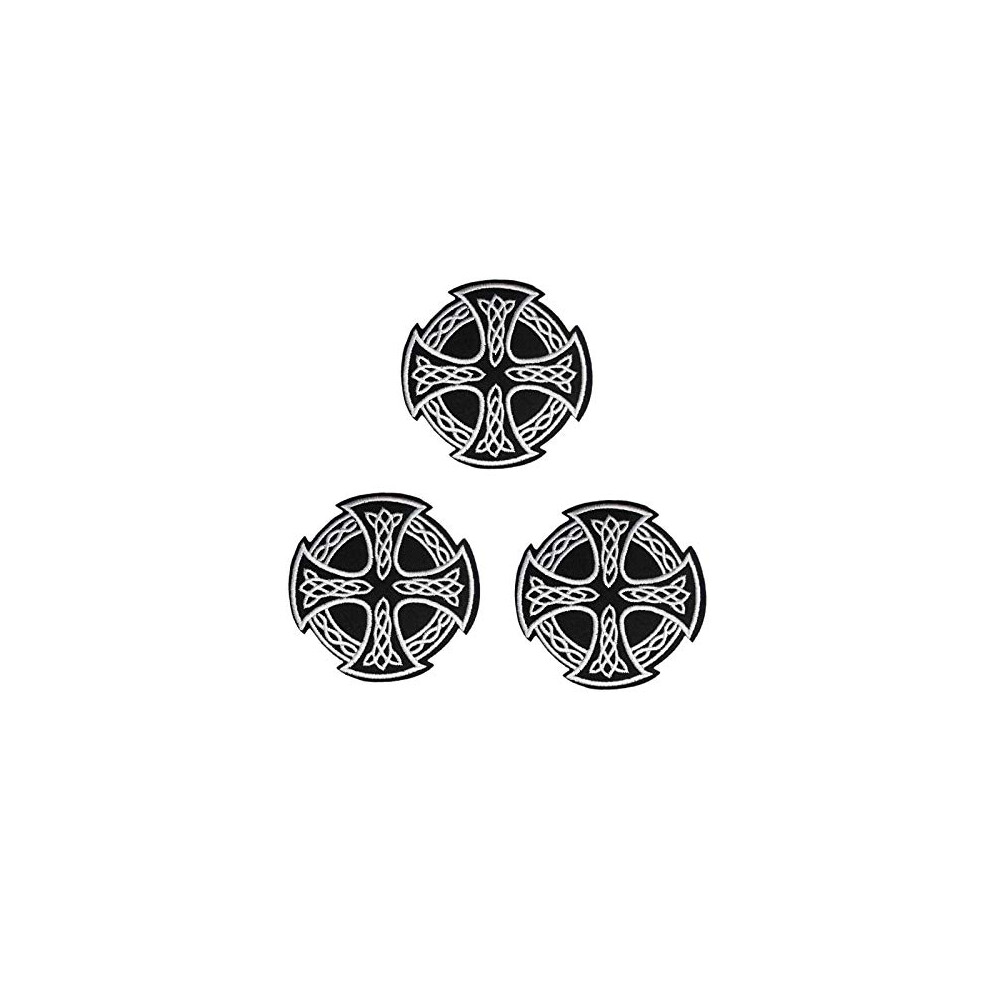 Patch mignon noir et blanc avec croix celtique irlandaise brod   e     repasser ou     coudre pour gilet de motard