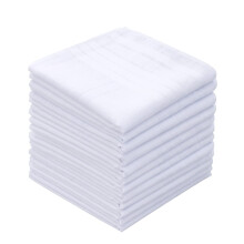Lot de 12 mouchoirs classiques pour homme GB, 100 % coton, blanc uni ? rayures, grand format