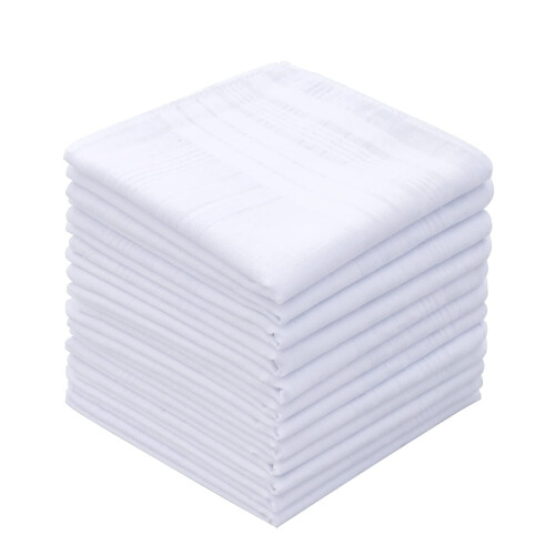Batiste Barbati Batiste 100% Bumbac Alb Solid cu Dungi Set Mare 12 Buc