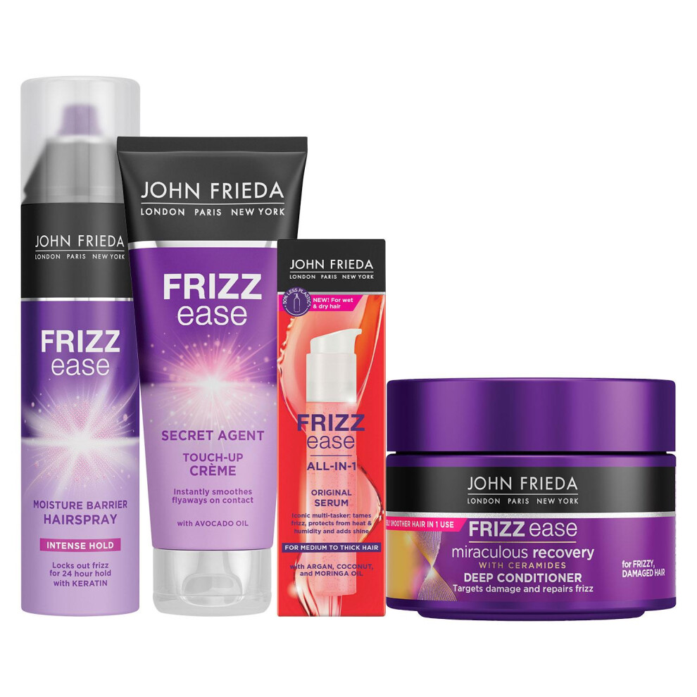 John Frieda Frizz Ease Haircare Bundle of Hairspray, Creme, Serum & Mask
