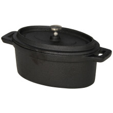 Amerikansk metalcraft CIPOV6040 støbejern ovale gryderetter og gryder 7,5 """" Længde x 4 """" Bredde sort