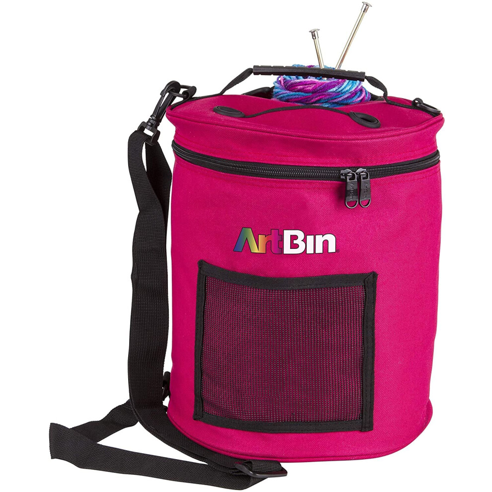 ArtBin 6805SA Yarn Drum  Portable Knitting & Crochet Storage  [1] Poly Canvas Tote Bag  Raspberry