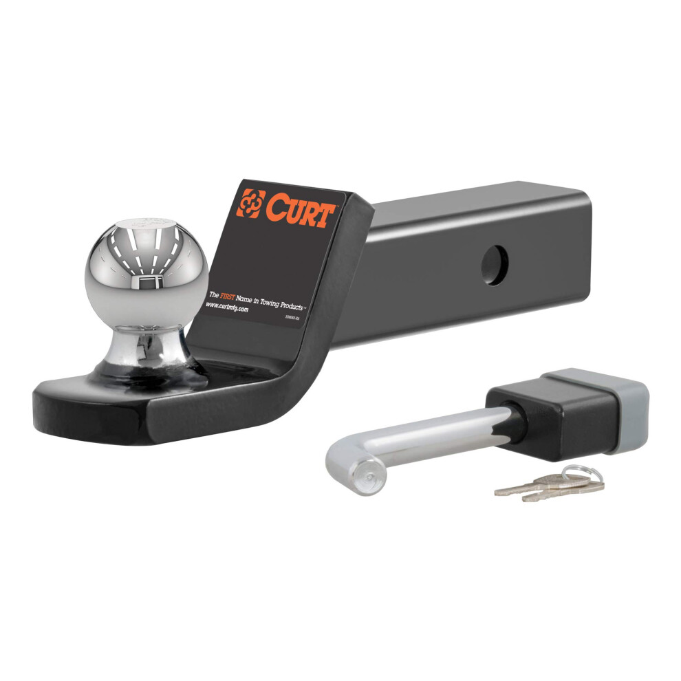 Curt 45141 Trailer Hitch Mount 2-Inch Ball Lock Fits 2-In Receiver 7 500 Lbs 2"""" Drop Black 612314451418