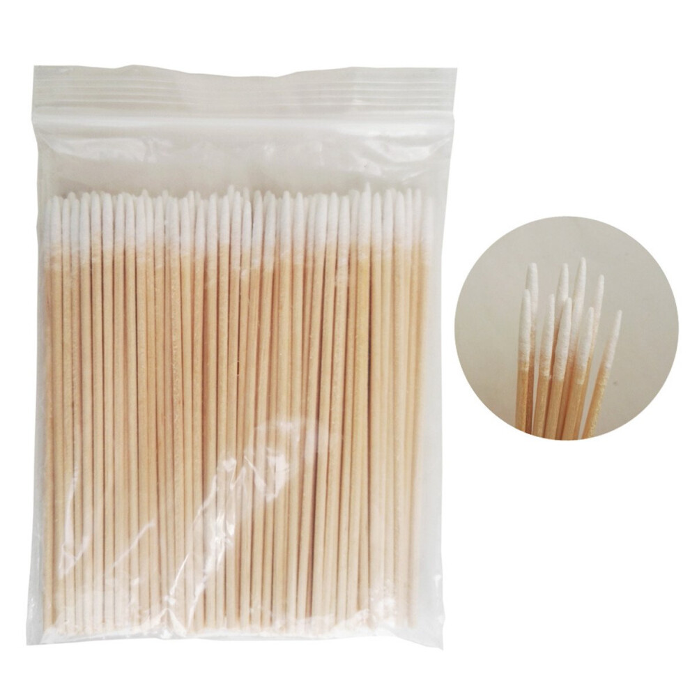 100Pcs Tamponi Di Cotone A Punta Manico In Legno Trucco Salute Medica Orecchio Monili Puliti Bastoni Buds Punte-image