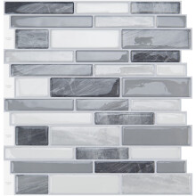 WOWSTAR 10-Sheet Peel and Stick Tiles Marble Look Kitchen Backsplash Tiles 12""""x12"""" (10 Gray)
