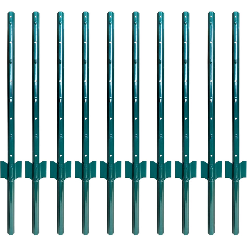 (3 Feet) Fence Posts 3 Feet Sturdy Duty Metal Fence Post, Pack of 10, No Dig Garden U Post for Wire Fencing Steel Post for Yard, Outdoor Wire