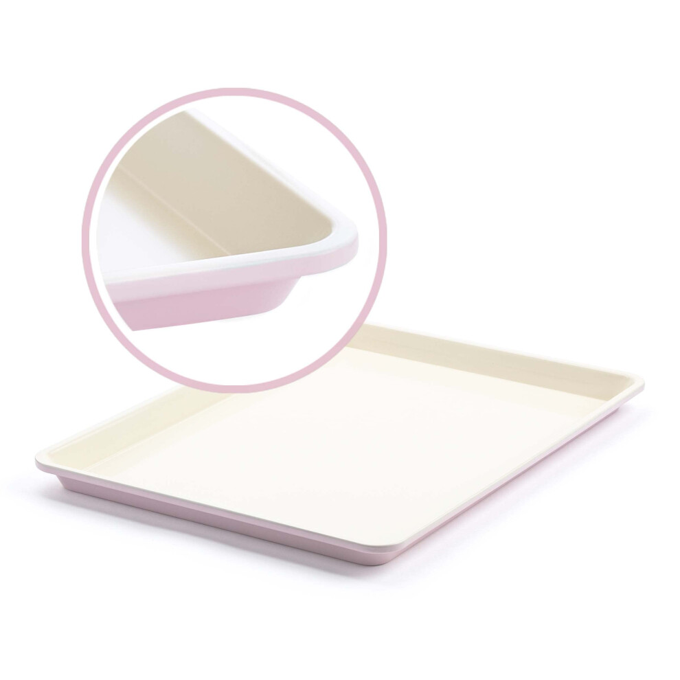greenLife Bakeware Healthy ceramic Nonstick 18 x 12 Half cookie Sheet Baking Pan PFAS-Free Pink