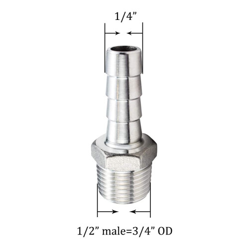 Joywayus 1/4" Barb Σωλήνας ID x 1/2" Αρσενικό NPT Σύνδεσμος Σωλήνα 1