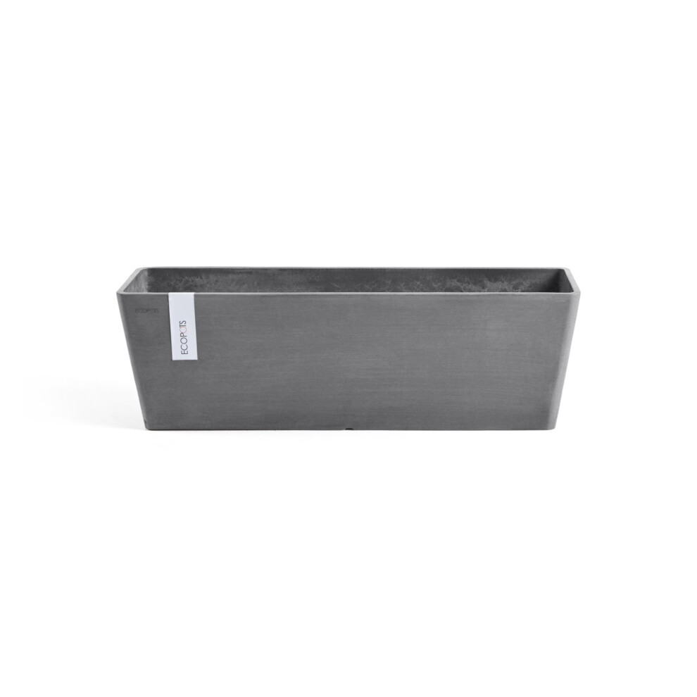 Ecopots Modern Recycled Bruges Plastic Indoor/Outdoor Rectangular Flower Pot Planter  Grey  21.5""""-image-OPC-PFXV6WJ-NEW