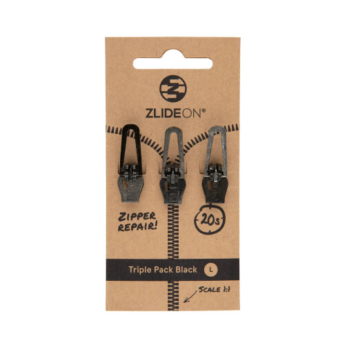 ZlideOn Zipper Pull Replacement - 3pcs  Black  Large - Instant Zipper Replacement Slider Multipack