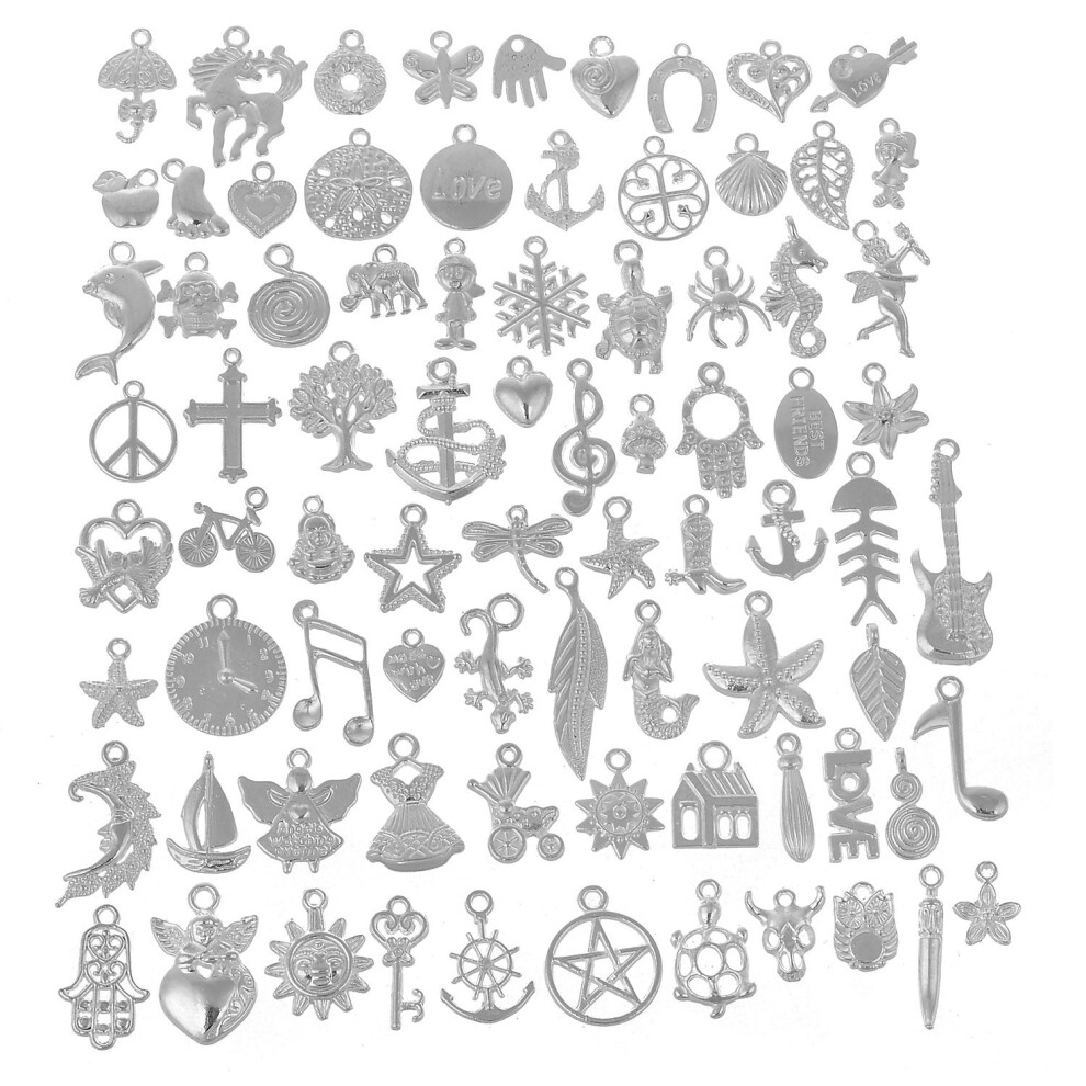 Rubyca 80 Stuks Groothandel Tibetaanse Mix Hanger Bedel Wit Verzilverd Metaal Sieraden Maken Mix5-image