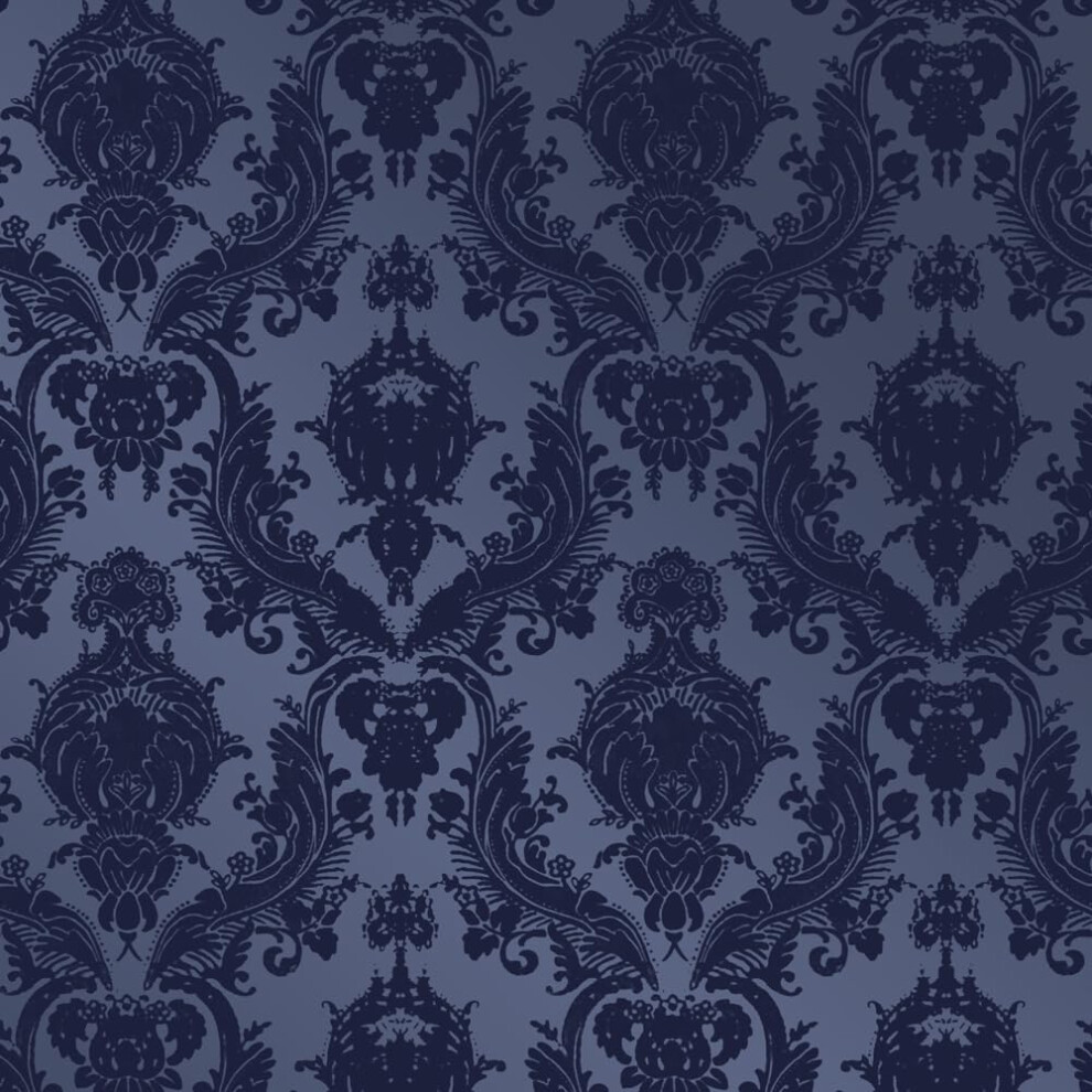 Photos - Wallpaper Tempaper Blue Damsel Removable Peel and Stick Damask 20.5 in X 16.5 ft Made in The USA DA15258