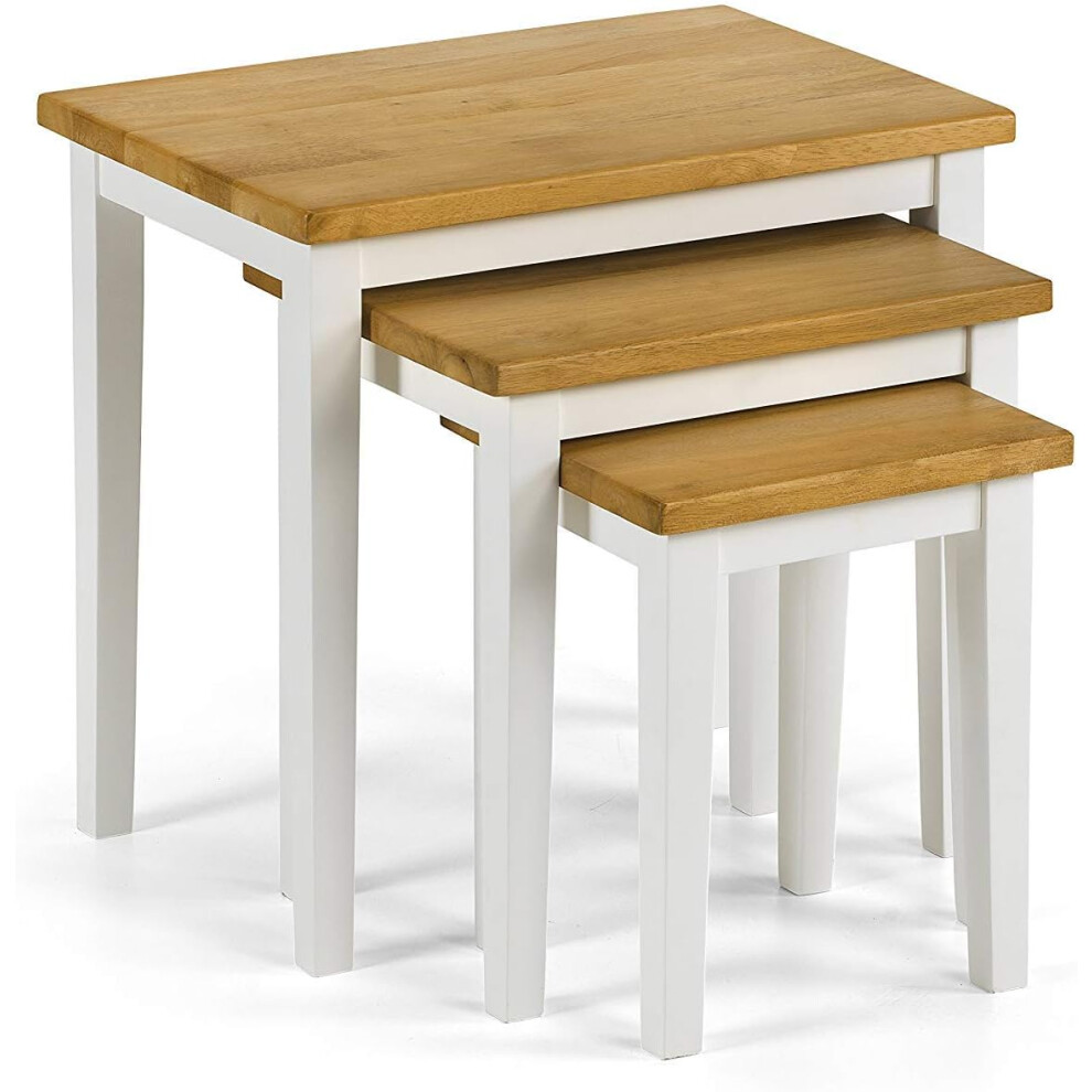 (White/Light Oak) Cleo Nest of Tables, White/Oak