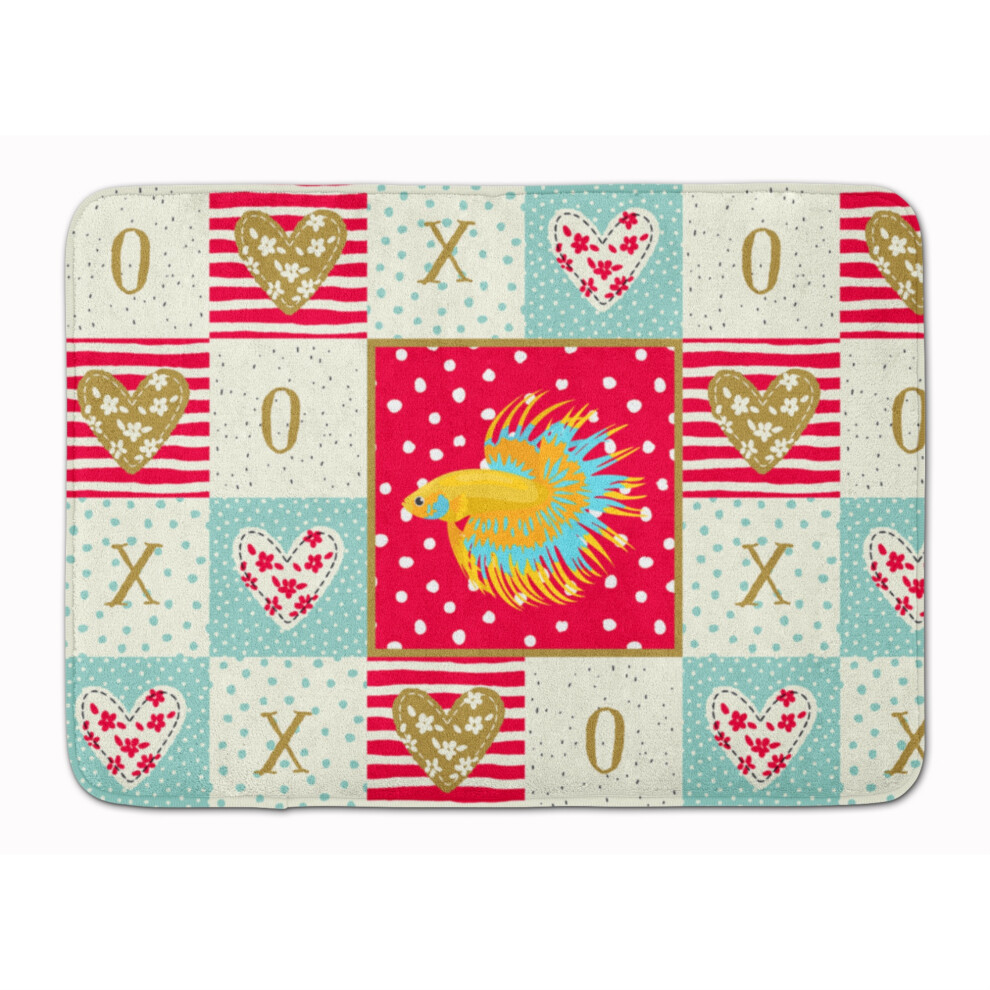 Tapis De Porte En Mousse M Moire De Forme Lavable En Machine Caroline's Treasures Crowntail Betta Love Multicolore-image