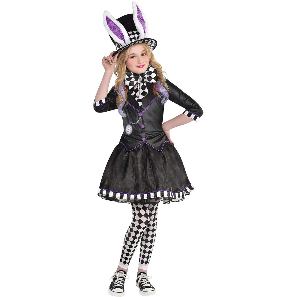 Costume d'Halloween du Chapelier fou noir Amscan pour femme, taille M, comprenant une robe, un chapeau, un n   ud papillon et des collants