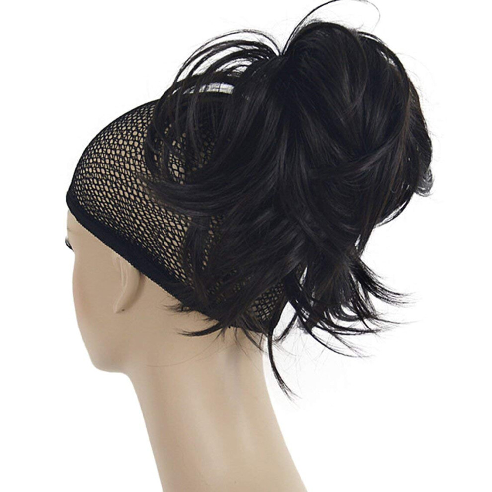 Lydell Adjustable Messy Style Ponytail Hair Extension Synthetic Hairpiece With Jaw Claw (Dark Brown)