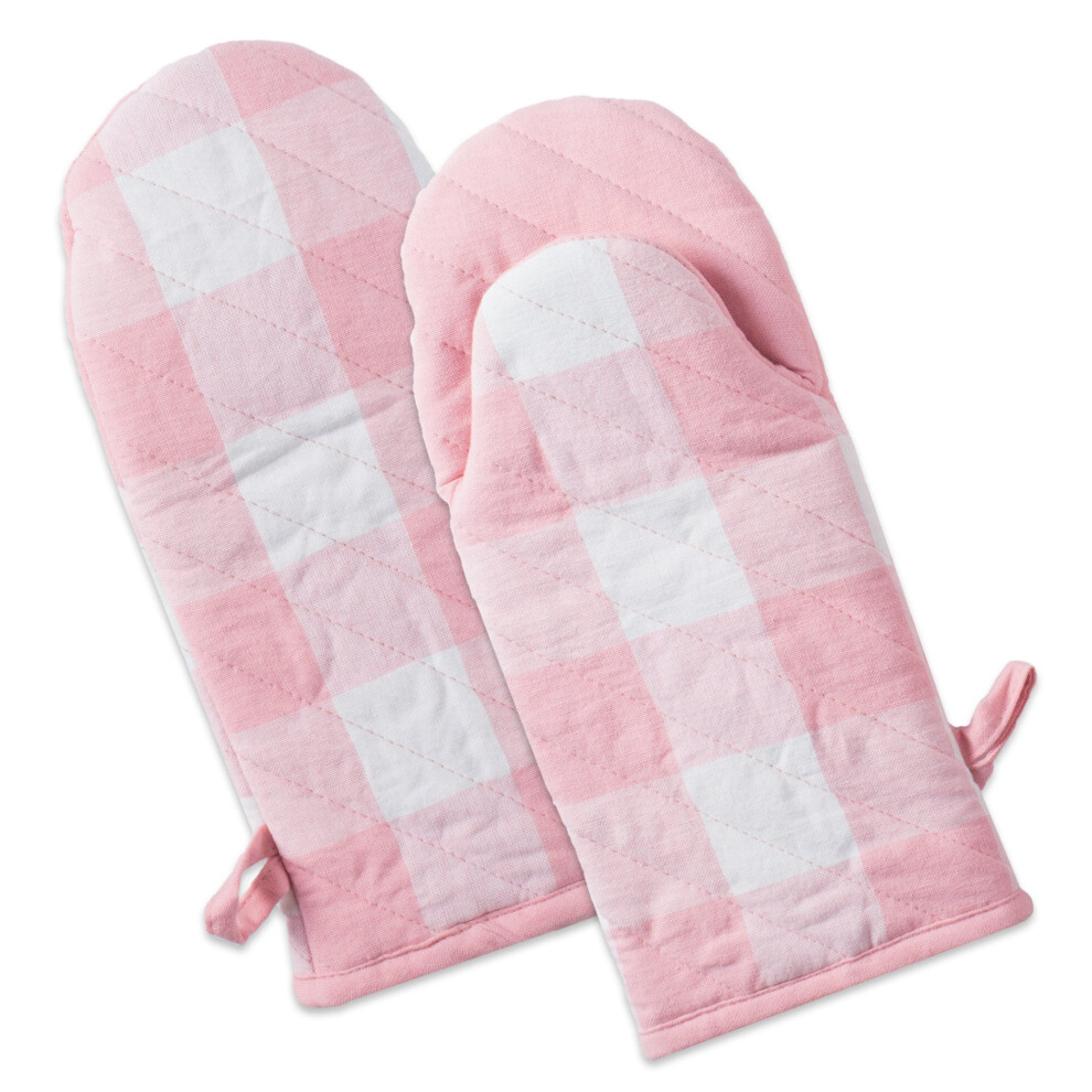 Ensemble de cuisine classique de style ferme DII Buffalo Check, 2 pi  ces, avec gant de cuisine rose et blanc