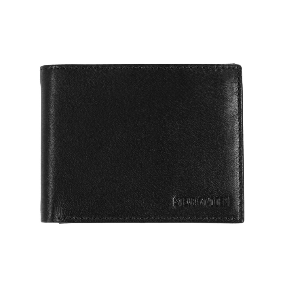 Steve Madden Men's Leather RFID Wallet with Extra Capacity Attached Flip Pockets, Black (Glove) - N80003/08RF-08-One Size