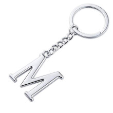 Sleutelhanger met initialen en alfabetische sleutelhangers, roestvrijstalen sleutelhanger met letterbedel voor vrouwen (letter M)