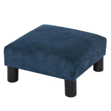 Joveco Ottoman voetenbankje, klein, stoffen, vierkant gestoffeerd, voor woonkamer/slaapkamer (marineblauw)