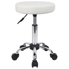 FURWOO Adjustable Salon Chair Small Rolling Stool with Wheels for Spa Salon Massage Home Office White