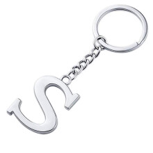 Sleutelhanger met initialen en alfabetische sleutelhangers, roestvrijstalen sleutelhanger met letterbedel voor vrouwen (letter S)