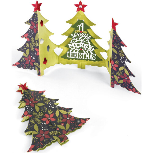 Sizzix Thinlits Die Set 660665  Christmas Tree Fold-A-Long by Jen Long  6 Pack  Multi Color  One Size