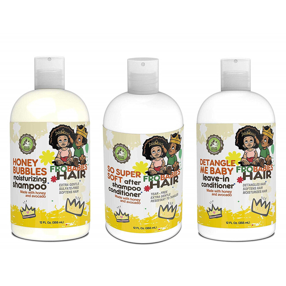 Sufe Frobabies Hair Honey Bubbles Moisturizing Shampoo, Soft Conditioner And Detangle Leave In Conditioner