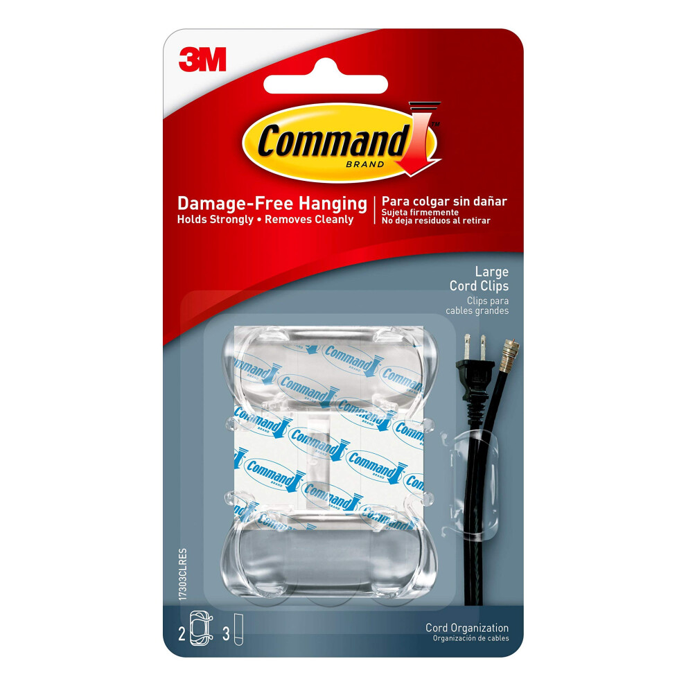Command 17303CLR  Decorate Damage-Free  Large  4 Pack  8 Total Cord Organizer  8 Clips  Clear  8 Count