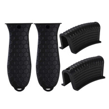 4 pcs Silicone Hot Handle Cover Assist Pan Holder for Cast Iron Skillets and Traditional Pots - Black