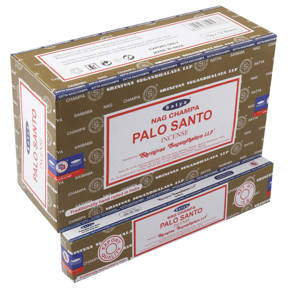 Satya Nag Champa - Incienso De Palo Santo | 12 Paquetes De 15 Gramos | Caja De 180 Gramos | Calidad De Exportaci N-image