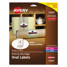 Avery udskrivbare tomme ovale etiketter 2"""" x 3-1/3"""" tekstureret mat hvid 80 etiketter, der kan tilpasses (22829)