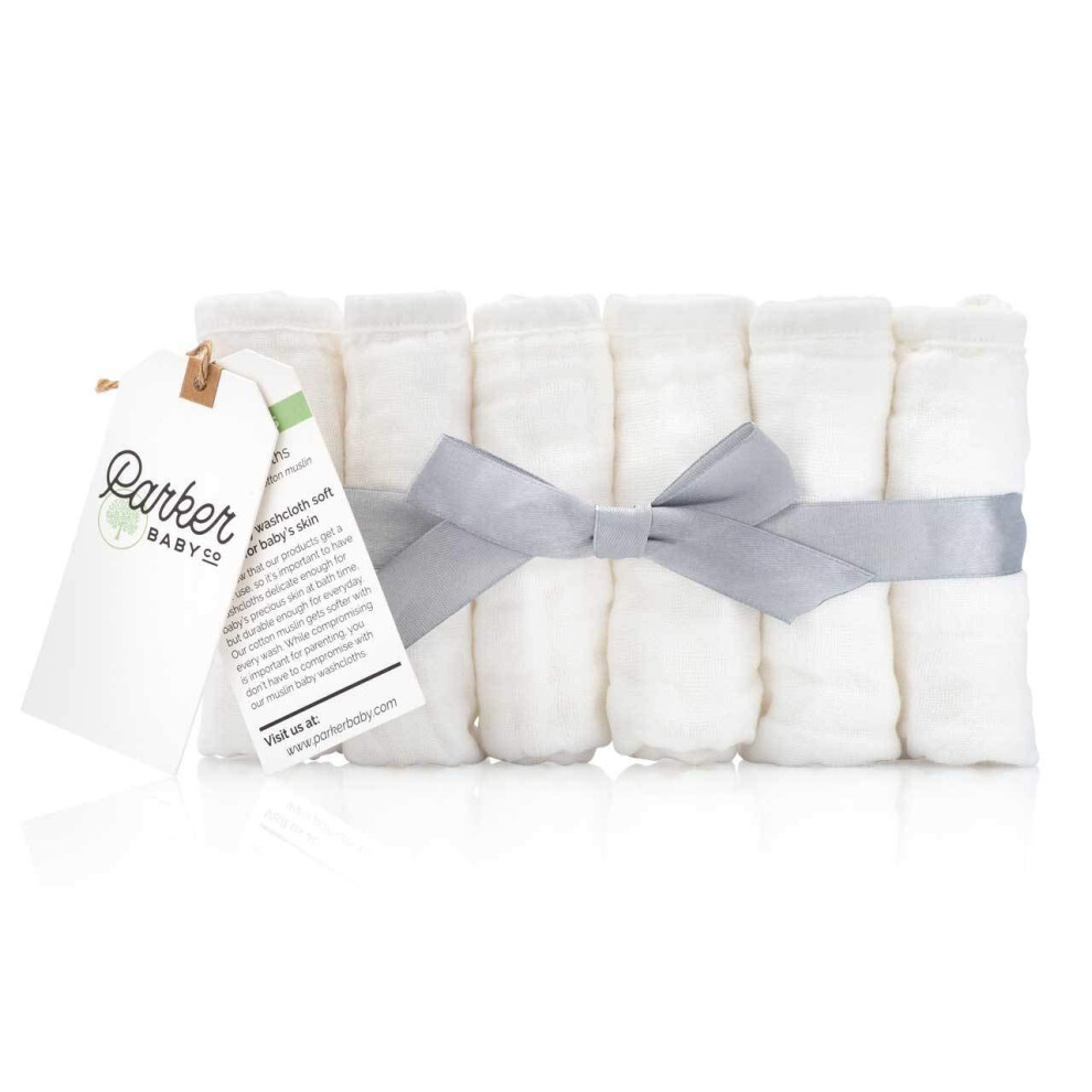 Lot De 6 D Barbouillettes Parker Baby En Mousseline 100 % Coton - Douces, Absorbantes Et Naturelles - Blanc-image