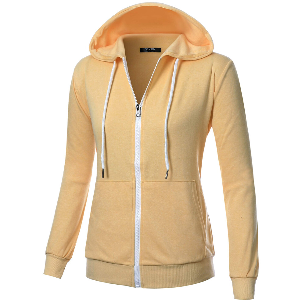 Chaqueta Ligera Y Fina Con Capucha Y Cremallera De Manga Larga Givon Para Mujer (Talla Grande, DCF200-AMARILLO-L)-image